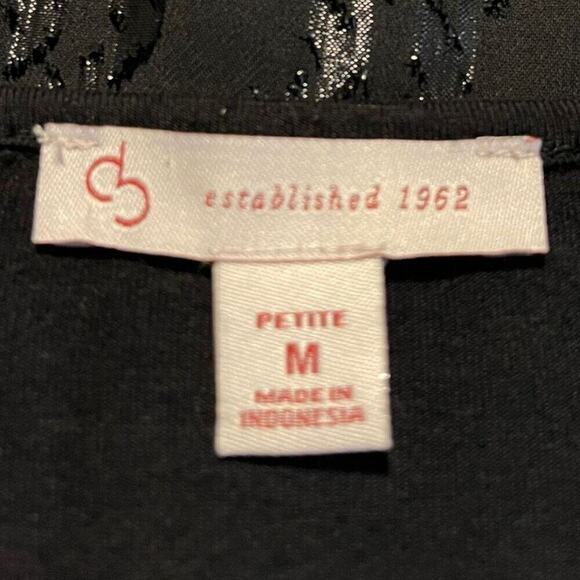 Dressbarn Petite Medium Black Embellished Shimmery 3/4 Sleeve Blouse - Picture 4 of 4